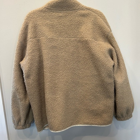 Women’s Sherpa Jacket - Universal Thread Tan with Neon Yellow Accents - Picture 7 of 8